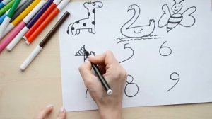 РИСУЕМ ЖИВОТНЫХ С ДЕТЬМИ ИЗ ЦИФР!!!