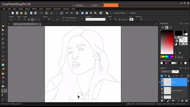 Son Ye Jin (손예진) lineart speed painting part 1/2 смотреть онлайн