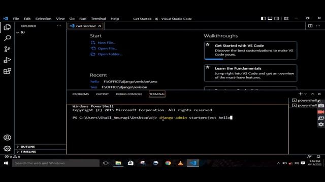 Django installation simple steps and get start setup python Django tut 1