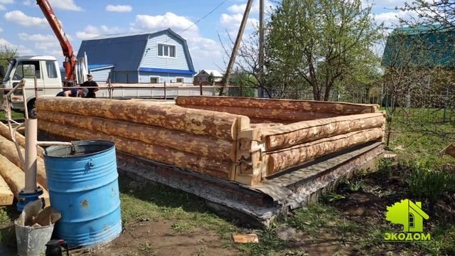 Сборка сруба 4/6. Рубка в лапу смотреть онлайн