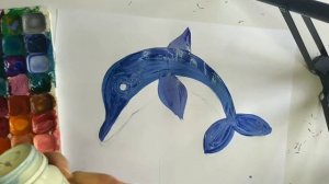 Как нарисовать дельфина красками для детей