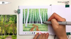 Как нарисовать летний пейзаж? / Урок по рисованию маркерами для новичков #20