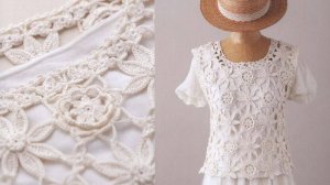 Летняя ажурная кофточка из цветочных мотивов. ВЯЗАНИЕ КРЮЧКОМ.
