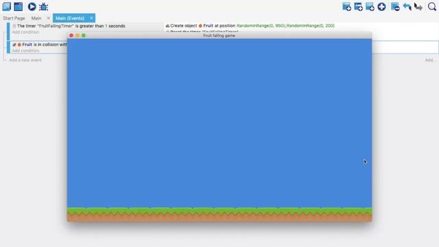 Gdevelop tutorials | Fruit falling game part 2 | How to add platform and delete objects on collisio