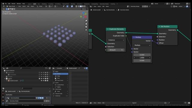 Array (1D/2D/3D) with Duplicate Elements, Geometry Nodes, Blender 3.3 LTS