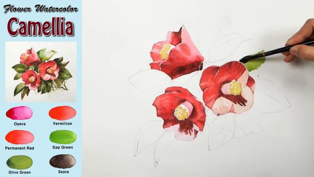 [ 3 minute Watercolor ] Basic Flower watercolor - Camellia (wet-in-wet. Arches rough)NAMIL ART смотреть онлайн