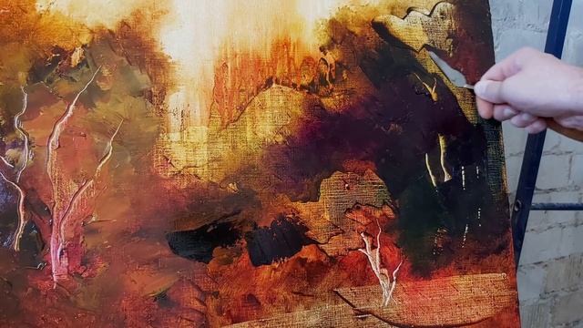 ЖИВОПИСЬ МАСТИХИНОМ. Как написать мастихином осенний пейзаж маслом на холсте. КАК ПИСАТЬ МАСТИХИНОМ смотреть онлайн