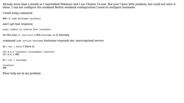 Ubuntu: Problems with hostmane: unrecognized service смотреть онлайн