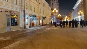 -25°C SUPER COLD NIGHT, Orthodox Christmas in Moscow 2023, walking through Old Arbat streets