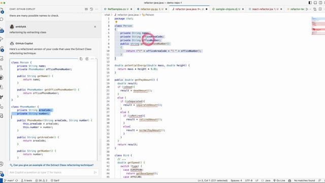 Copilot Chat for Code Refactoring
