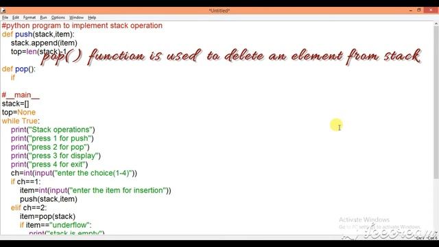 Stack Push and Pop operation | Python Program | Data Structure in Python