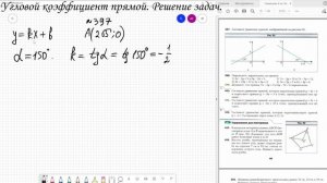 Угловой коэффициент прямой.  Решение задач.