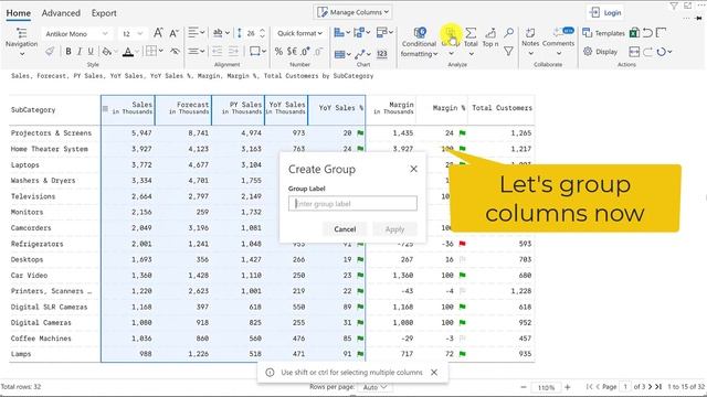 Group Rows & Columns in Microsoft Power BI смотреть онлайн