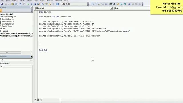 Excel VBA + Selenium Basic + Appium - for android automation