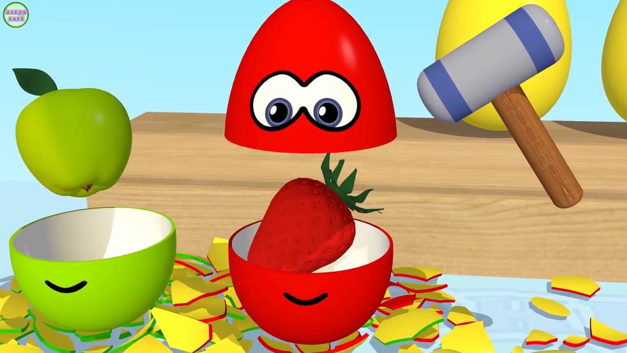 Яйца с сюрпризом и молоток  Учим цвета  Учим фрукты  Surprise eggs  Развивающий