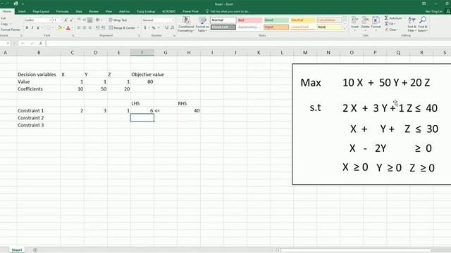 Solving linear programming problems with Excel Solver