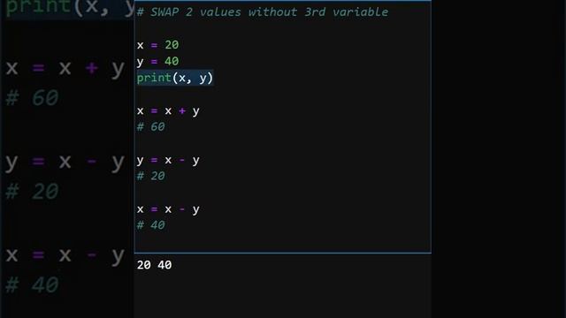 Python Swap Two Integer Values Without 3rd Variable