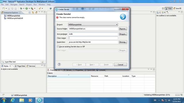 Developing MDB (EJB 3.1) in RAD 8.5.1 with WAS 8.5 part 1 смотреть онлайн