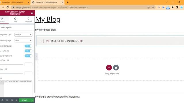 Code Highlighter Elementor addon tutorial