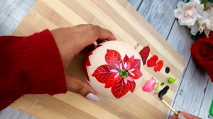 Painting With Me Christmas Ornament 🎄 ✨️ Acrylic Painting On Wood Poinsettia