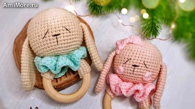 Амигуруми: схема Погремушка зайка. Игрушки вязаные крючком - Free crochet patterns. смотреть онлайн