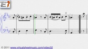 Wolfgang Amadeus Mozart's, Easy Duets "Duet No. 1" violin and cello sheet music - Video Score