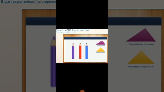 разносторонние и равнобедренные и равносторонние  треугольники