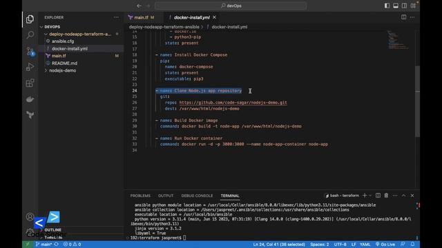 How to Deploy NodeJS App on AWS EC2 Instance using Terraform, Ansible & Docker | DevOps tutorials