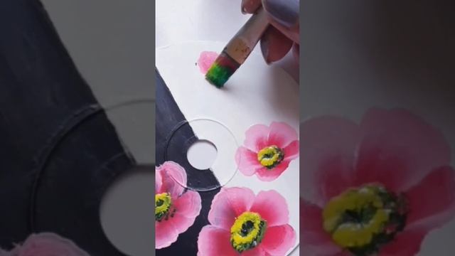 Easy one Stroke Flower Painting/Painting On CD #shorts #virlshorts #viralvideo #art #trending