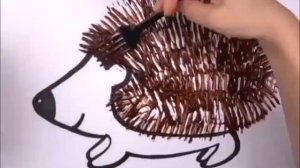 Рисование вилкой Ежик
