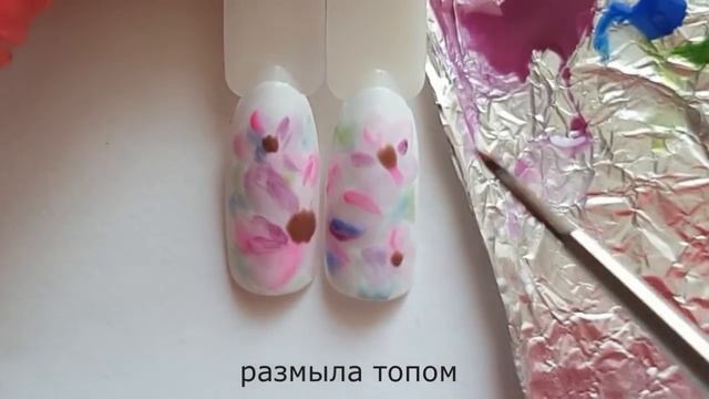 Розовые цветы на ногтях. Цветочный маникюр. Весенний дизайн ногтей