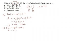 Titik – titik (-1, 2), (2, 5), dan (4, -13) dilalui grafik fungsi kuadrat ....