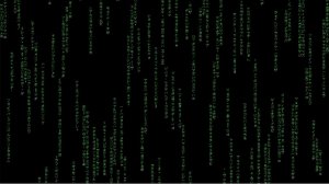 Generated screensaver from the matrix in the form of a rain of letters for screensavers and videos