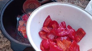 Овощи с мясом и грибами в казане. Вкусняяяятина!