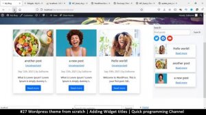 #27 Wordpress theme from scratch | Adding Widget titles | Quick programming beginner tutorial