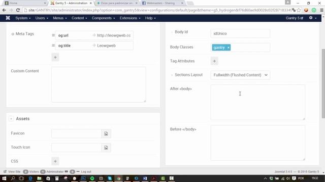 8 - Novidades do Gantry 5 - Painel Page Settings