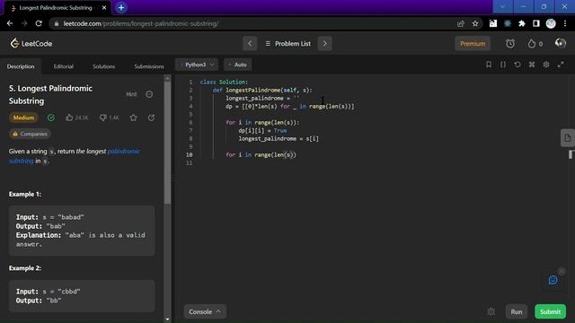5. Longest Palindromic Substring | Python | Explanation | LeetCode Problems Solutions
