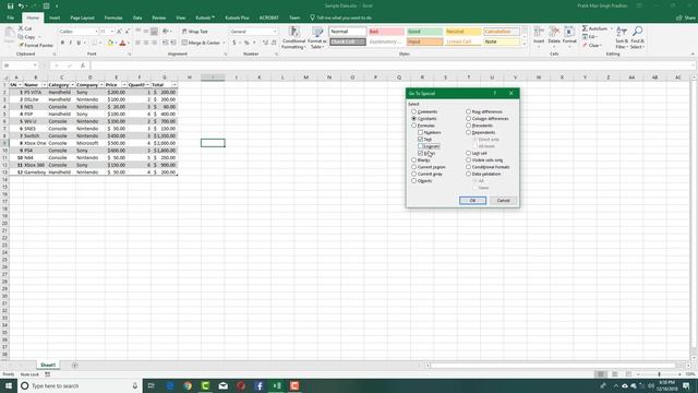 MS Excel Tutorial - Lesson 85 - Go to Special