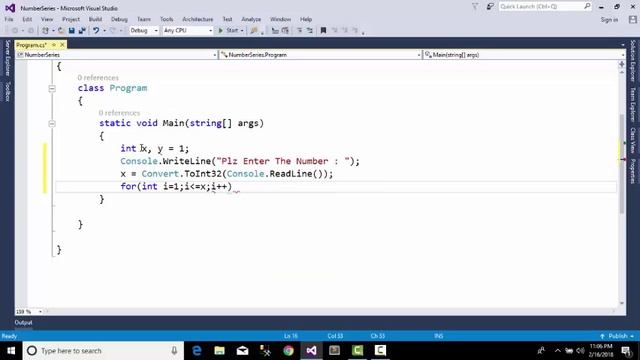 Number Series 1,3,5,7,9,...: creating a console application