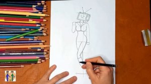 Как нарисовать TV woman. Онлайн-школа рисования "Малевашки"