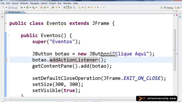 Universidade XTI - JAVA - 077 - GUI, Eventos e Listeners смотреть онлайн