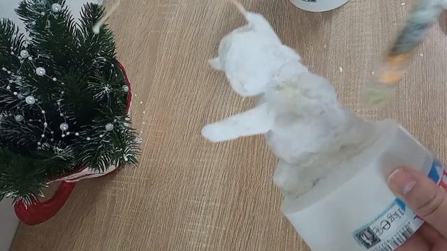 Светильник Снеговик из ваты своими руками