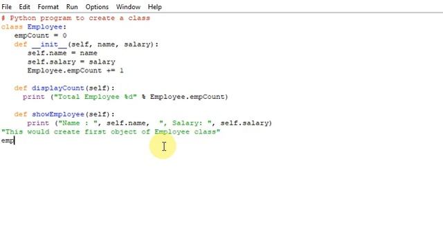 Python program to create a class