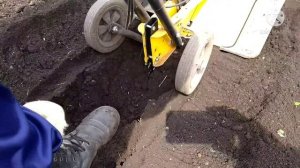 Приспособление для посадки картофеля под мотокультиватор.В работе.