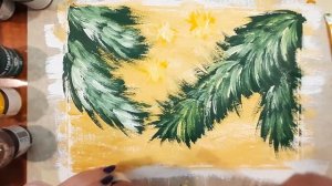 Как нарисовать Еловую ветку и свечи красками гуашь. Мастер класс, рисуем Новый год.