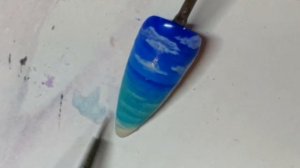 ? OMBRE BEACH SCENE | Summer gel polish nail art design | Ocean Sea | Sky |  Palm tree