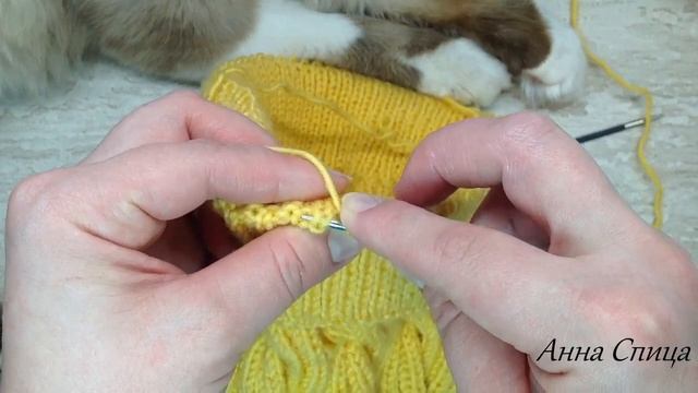 Подклад для шапки спицами лицевой гладью. Мастер класс. МК.
