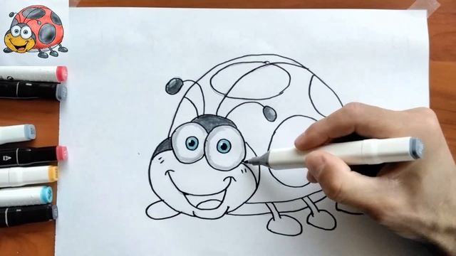 How to draw a Ladybug/Cómo dibujar una mariguita/Как нарисовать Божью Коровку. смотреть онлайн