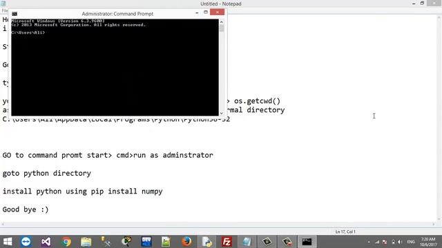 Installing numpy Library in python