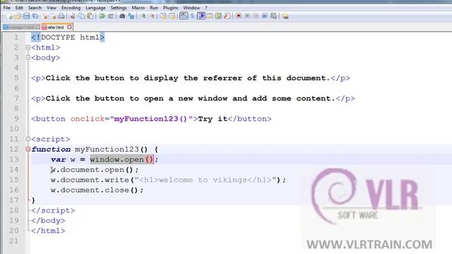 How to open new page along with content in JavaScript--English 65-vlr training